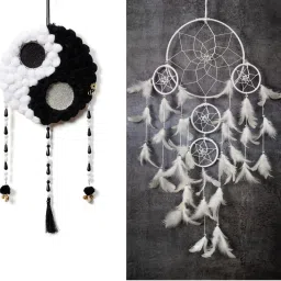 Dream catcher wind chime Pompom Wall Hanging for Home Cafe Party Decor Feather Dream Catcher-image-48