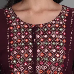 KALINI Embroidered Mirror Work Kurta & Palazzos With Dupatta image 2