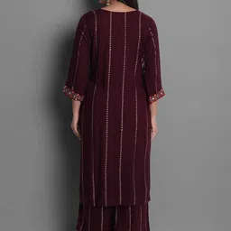 KALINI Embroidered Mirror Work Kurta & Palazzos With Dupatta image 4