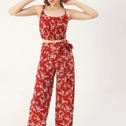 Moomaya Printed Shoulder Straps Crop Top With Palazzo-picture-18
