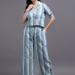 Cora Printed Pure Cotton Top With Palazzos Co-Ords-image-1