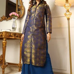 Vidraa Western Store Woven Design Mandarin Collar Kurta with Palazzos-picture-44