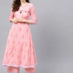 Ishin Floral Printed Beads and Stones Pure Cotton Kurta with Palazzos-image-22