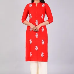 MAUKA Ethnic Motifs Embroidered Regular Kurta with Palazzos-image-1