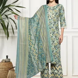 KALINI Women Floral Printed Regular Pure Cotton Kurta with Palazzos & With Dupatta-20
