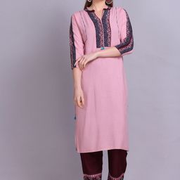 Elthia Bandhani Printed Thread Work Mandarin Collar Pure Cotton Kurta with Palazzos-11