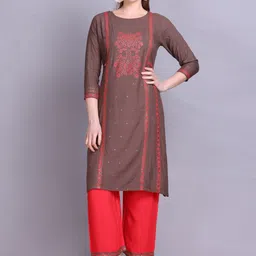 Elthia Ethnic Motifs Printed  Pure Cotton A-Line Kurta with Palazzos-picture-2