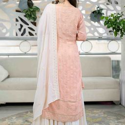 Label Shaurya Sanadhya Ethnic Motifs Embroidered Sequinned Kurta with Palazzos & Duppatta image 4