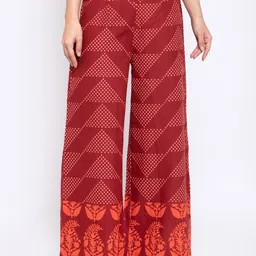 Indibelle Women Maroon Printed A-Line Palazzos-picture-15