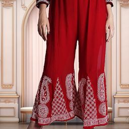 ADR CHIKAN Women Ethnic Motifs Embroidered Flared Ethnic Palazzos-picture-53