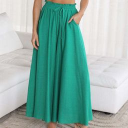 Stylecast X KPOP Green Mid-Rise Flared Palazzos-image-2