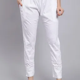 Seva Chikan Women Floral Lucknowi Chikankari Embroidered Trousers-image-14