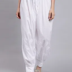 Seva Chikan Floral Embroidered Lucknowi Chikankari Afgani Salwar-14