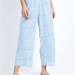 Vishudh Women White & Blue Printed Ethnic Palazzos-27