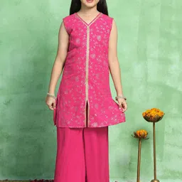 FASHION DREAM Girls Printed High Slit Kurta with Palazzos-picture-11