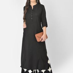 Pistaa Women Black Kurta With Palazzos-21