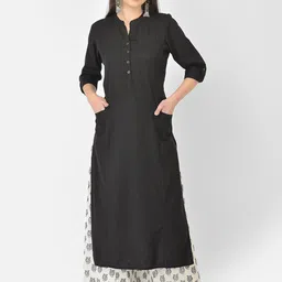 Pistaa Women Black Kurta With Palazzos-42