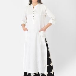 Pistaa Women White Panelled Kurta with Palazzos-picture-33