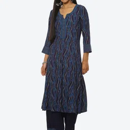 Rangriti Women Printed Notch Neck Kurta with Palazzos-image-36