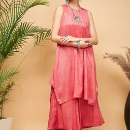InWeave Striped A-Line Asymmetric Kurta With Palazzos image 1