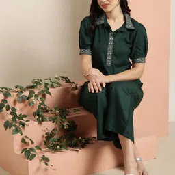 SHOWOFF Shirt Collar Ethnic Tunic With Palazzos-image-12