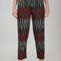 Vastraa Fusion Women Straight  Fit Ikat Pattern Printed Cotton Trousers-image-42