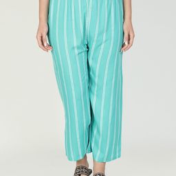 Fabclub Women Turquoise Blue Printed Palazzos-image-89