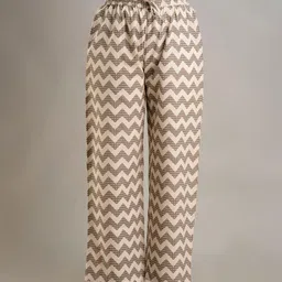 DORIYA Women Cream-Coloured & Grey Printed Palazzos-picture-4