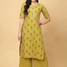Pistaa Floral Printed Pure Cotton Kurta With Palazzo-picture-43