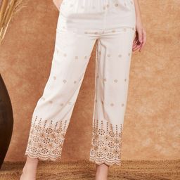 Sangria Women Embroidered Flared Palazzos-image-51