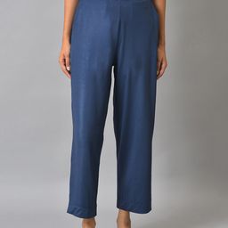 elleven Women Blue Chambray Palazzos-39