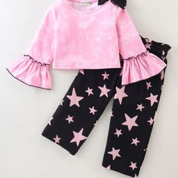 CrayonFlakes Girls Tie Dye Round Neck Long Sleeve Top With Palazzos-image-75