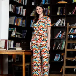 MAYSIXTY Printed Pure Cotton Shirt With Palazzos-picture-48