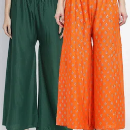 GRACIT Women Pack of 2 Ethnic Motifs Printed Flared Knitted Ethnic Palazzos-image-76