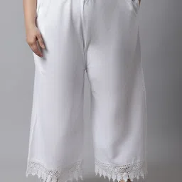 TAG 7 Women Plus Size White Solid Linen Ethnic Palazzos-image-96
