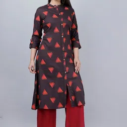 MAUKA Geometric Printed A-Line Kurta with Palazzos image 3