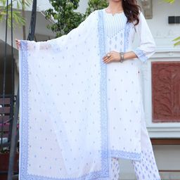 Ramas Ethnic Motifs Printed Straight Kurta & Palazzos With Dupatta-picture-16