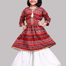 BAESD Girls Printed Regular Gotta Patti Kurta with Palazzos-image-79