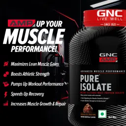 gnc AMP Pure Isolate Low Carb | 25g Protein | 6g BCAA | Chocolate Frosting |4lbs Whey Protein image 5