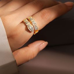 Rubans 18K Gold Plated Serpent Inspired Cubic Zirconia Studded Adjustable Ring-picture-21