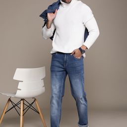 The Roadster Lifestyle Co. Men Slim Fit Low Distress Light Fade Stretchable Jeans-image-39