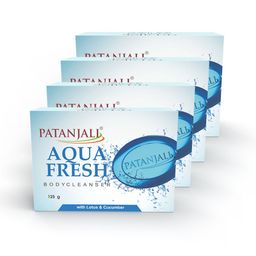 Patanjali Set of 4 Aqua Fresh Body Cleanser Soap with Cucumber - 125 g Each-0