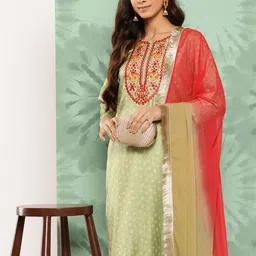 Varanga Women Ethnic Motifs Embroidered Mirror Work Kurta with Trousers & With Dupatta-picture-39