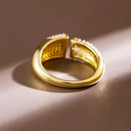 Rubans 18K Gold Plated Cubic Zirconia Studded Openable Adjustable Statement Ring image 3