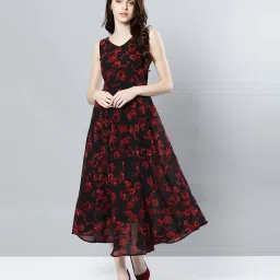 Women Maxi Black Midi/Calf Length Dress-image-69