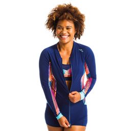 Women Aquafitness Zipped Long Sleeve Tshirt Vib Blue-image-33