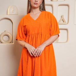 PURVAJA Women Flared Sleeves A-Line Dress-image-89