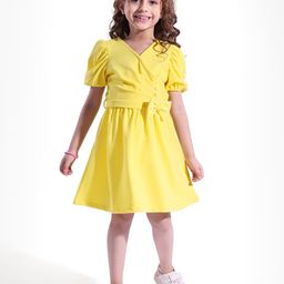 Hola Bonita Solid V-Neck Fit and Flare Dress-36
