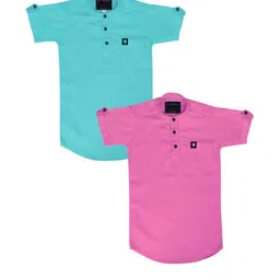 OJ TREND Kids-Boys Blue Kurtas-picture-47