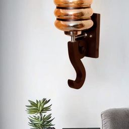 KINIS Brown Wooden Quirky Cylinder Shaped Wall Lamp-44